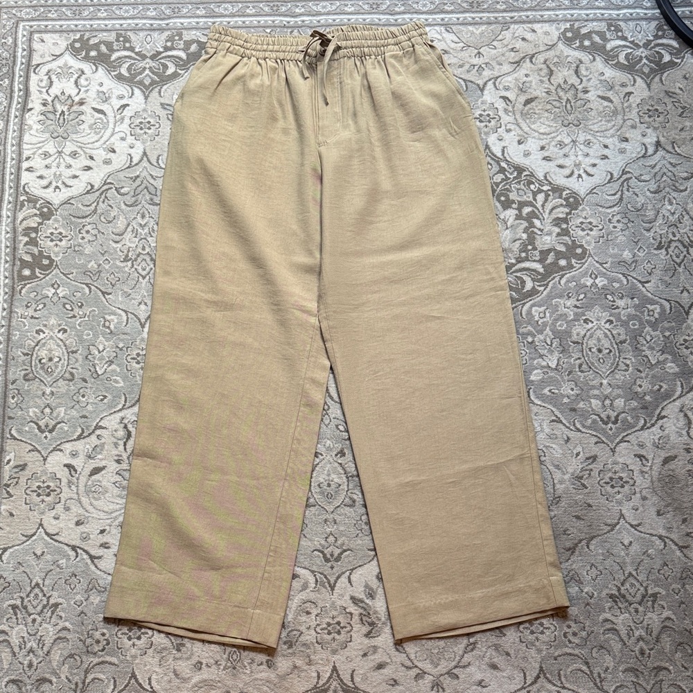 Zara Men's Beige green linen pants